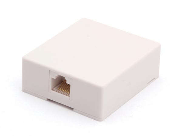 Modularudtag - RJ45(8P8C) hun, til vægmontering, Hvid
