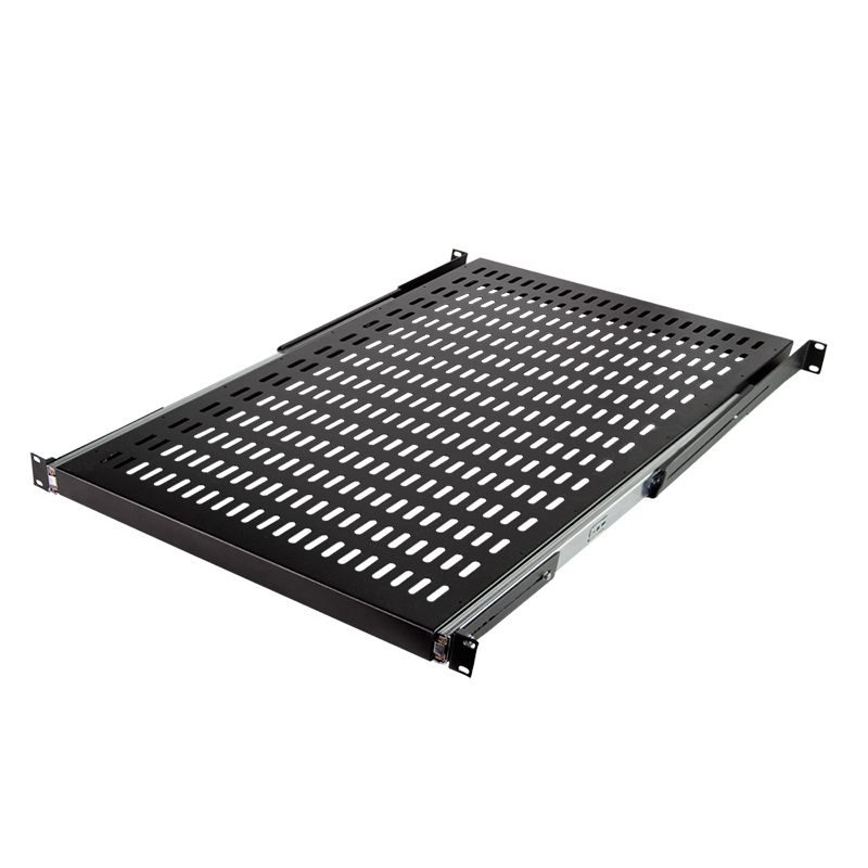 Udtrækshylde til 19" Rackskab - D:800mm, Sort