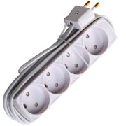 4-stikdåse u/jord m/blindhul 2,5m ledning hvid