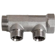 3/4" x 1/2" 2-grens fordelerrør messing TEA belægning u/kobl.