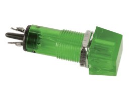 Panel kontrollampe - 230V, Ø10mm kvadrat, GRØN