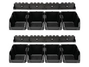 Plast lagerkassesæt m. vægbeslag, Sort - 103x165x75mm