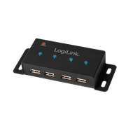 USB 2.0 HUB - 4 porte inkl. 2A strømforsyning, til montage