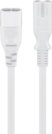 Strømkabel - IEC60320 C7 til IEC60320 C8, Hvid (2m)