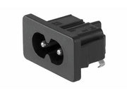 Apparatfatning - 2pol C8 han for flad C7 (8-tal) stik, Sort