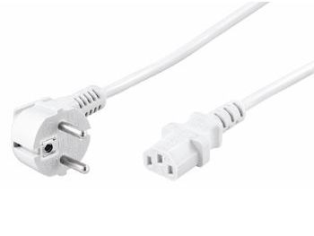 Strømkabel - CEE7/7 90° han > C13 (3pol AC hun) Hvid (5m)