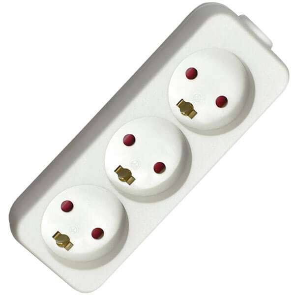 3-Stikdåse m/jord grå