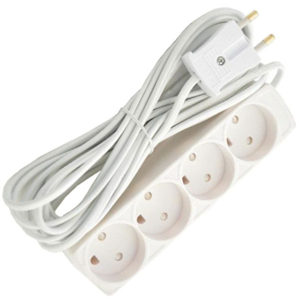 Stikdåse børnesikret 4-vejs 5m hvid