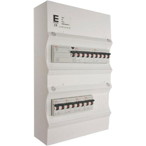 Færdigmonteret gruppetavle - HPFI - 2x16A 3P+N, 4x13A 1P+N - Hvid