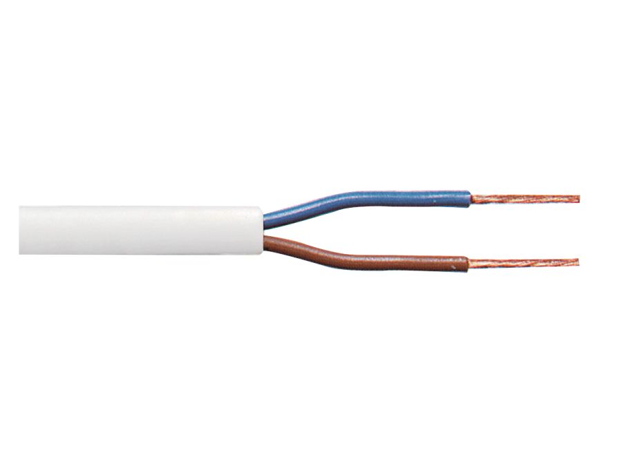 Plastkappeledning - 2x1,5mm² H03VV rund, HVID (metervare)