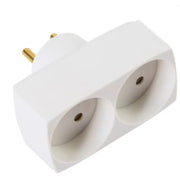 Dobbeltstik 2 runde udtag hvid 250V 10A