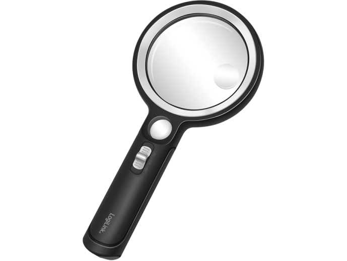 Lup - Forstørrelsesglas m. 5x/13x/20x dioptri, m. LED / UV