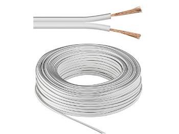 Højttalerledning - 2x1,5mm² OFC, hvid (10m)