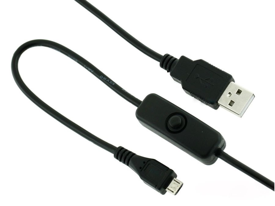 USB strømkabel - A til micro B, m. ON/OFF kontakt (1,5m)
