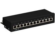 Patch panel - 12 x RJ45 CAT6 skærmet, Sort