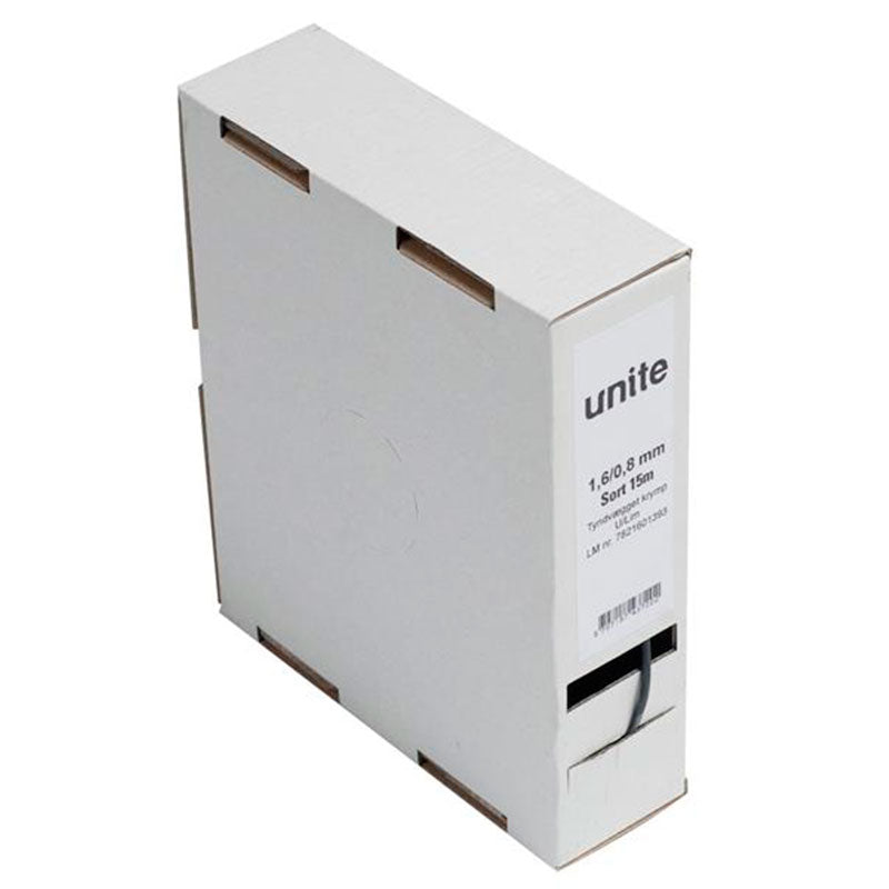 Tyndvægget krymp u. lim 1,6 mm. sort 15 m