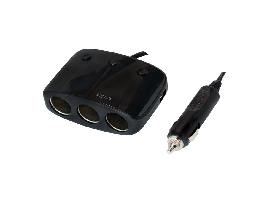 Cigar-forgrener m. 3 udtag + 2xUSB