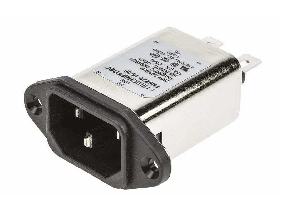 Apparatfatning m. EMI/EMC netfilter - C14, 250V 15A