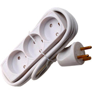 Stikdåse børnesikret 3-vejs 1,5m m/jord hvid