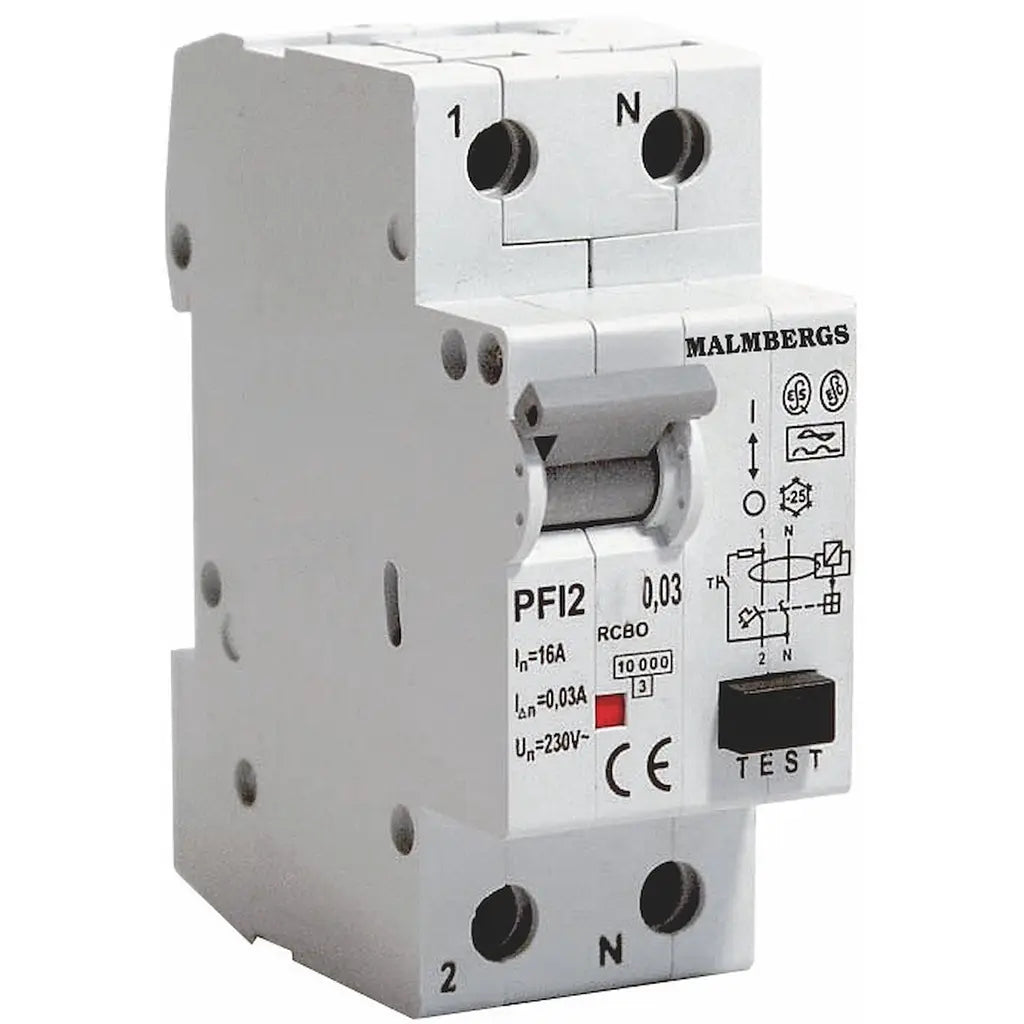 Kombiafbryder 16A 1P+N 30mA 2M (HPFI type A)