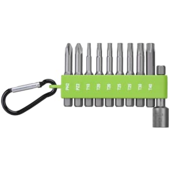 Bitssæt med karabinhage, 50 mm, 10 dele