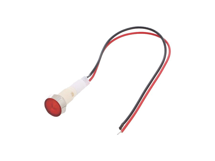 LED panel kontrollampe - 230V, Rød (Ø10mm hul)