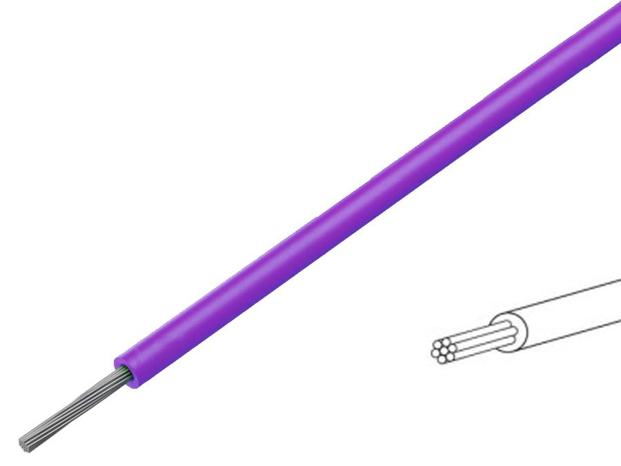 Monteringsledning - 0,2mm² trådet fortinnet CU Violet (100m)