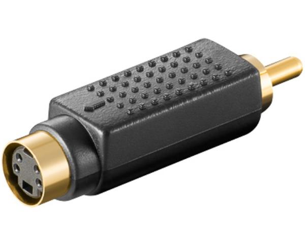 S-VHS adapter - 4pol mini-DIN hun til RCA han, forgyldt