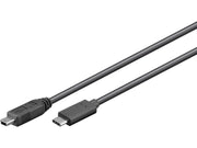 USB 2.0 kabel - C han til Mini B han, Sort (0,5m)