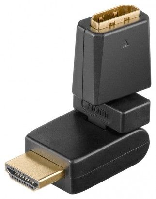 HDMI adapter - HDMI A han > HDMI A hun, 360° rotation, Sort