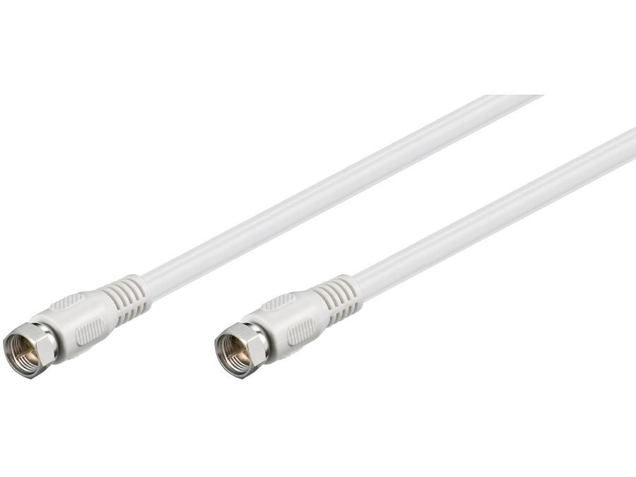 Antennekabel - F han til F han, RG59 CSS, Hvid (7,5m)