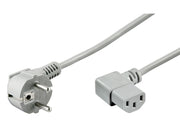 Strømkabel - CEE7/7 90° han > C13 90° (IEC), Grå (2m)