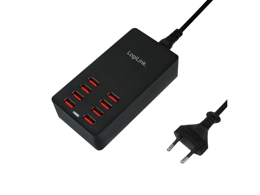 USB ladestation - 8 x 5V, 2,4A, Sort