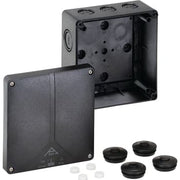 Forgreningsdåse Abox-i 100-L, 140x140x79 mm uden klemmer, sort