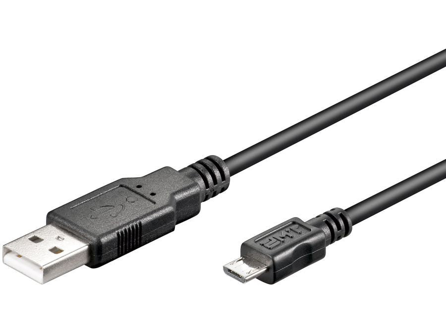 USB 2.0 kabel - A han til Micro B han, Sort (1m)