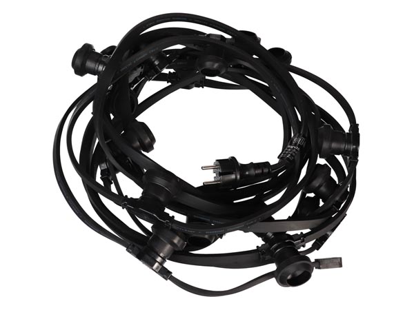 Udendørs lyskæde u. pærer - 50 x E27 sokkel, IP44 (25m)