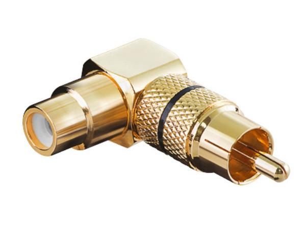 Phonostik - Retvinklet RCA han til RCA hun, Sort ring