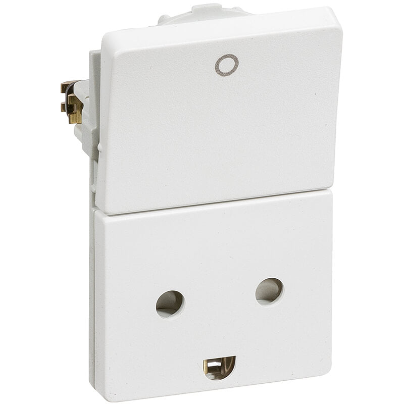 Fuga stikk. med jord/afbryder 1½m 2-pol - hvid