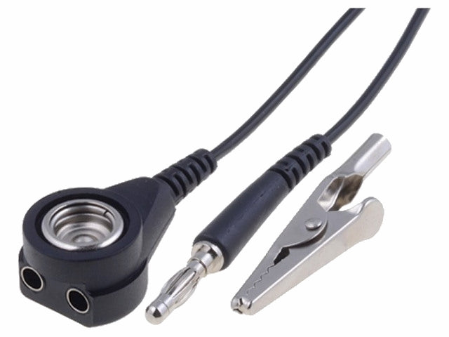 ESD jordledning m. Ø10mm clip - 1Mohm (3m)