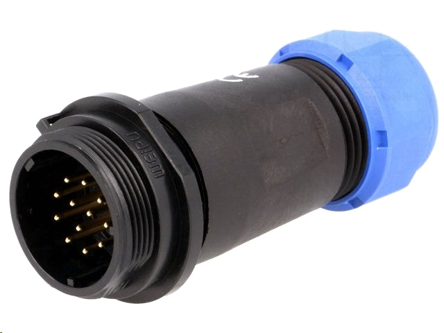 Rundstik, SP21 - 12pol han, til Ø7-12mm kabel (IP68)