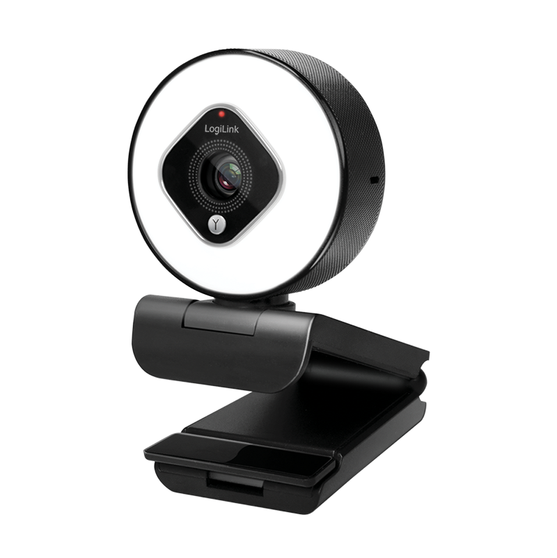 USB 2.0 Webcam m. ringlys - HD 1920x1080, Sort
