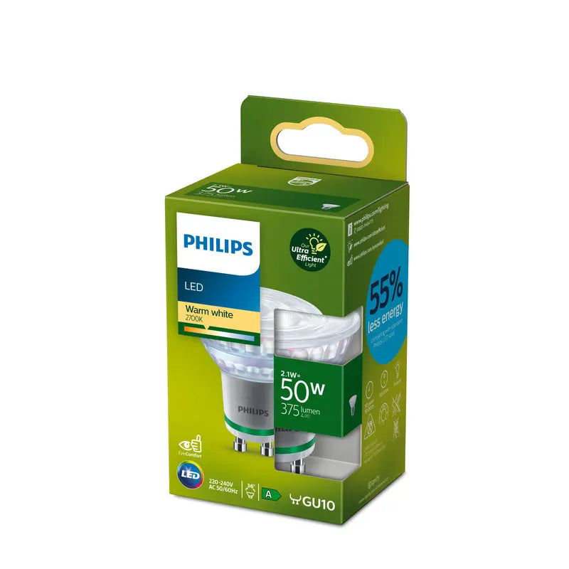 Philips LED 2,1W (50W) GU10 2700K 375lm