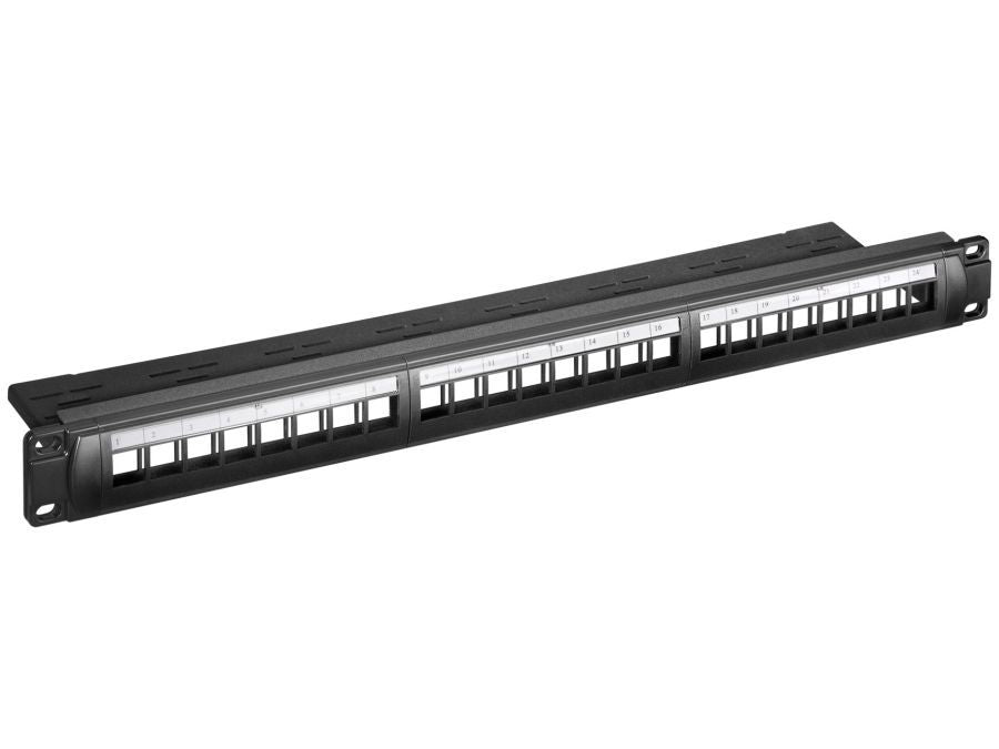 19" Patch panel - 1U, 24 x Keystone porte, Sort