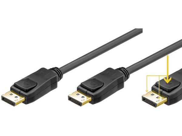 DisplayPort 1.2 kabel (4K) - 3m - sort