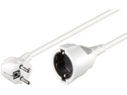 Forlængerledning - CEE7/7 90° han til CEE7/3 hun, Hvid (2m)