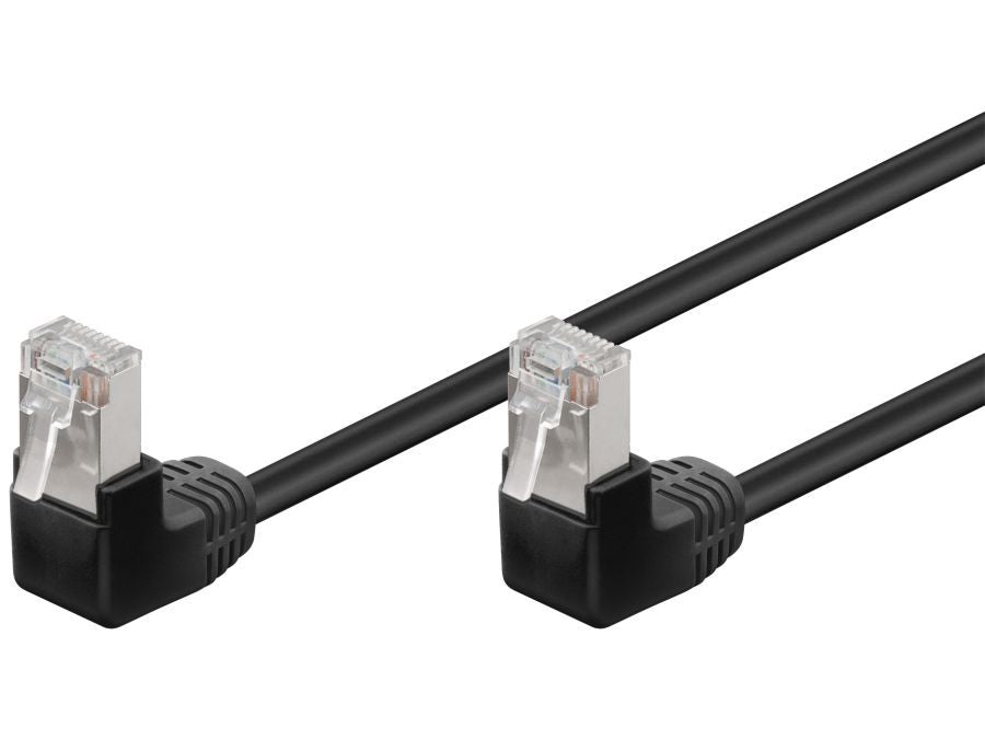 FTP netværkskabel - 2xRJ45, 2x90° CAT5e, Sort (3m)