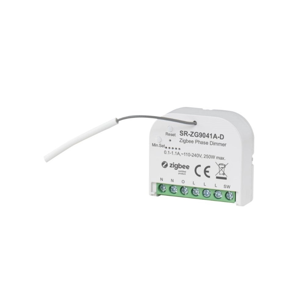 Zigbee mikro indbygningsdæmper til 200W LED med kip-tryk/push og memory funktion