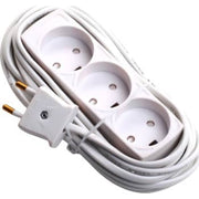 3-Stikdåse U/J med 5M ledning hvid