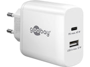 USB-C/A lynlader PD GaN (C45W) + (A12W), Hvid