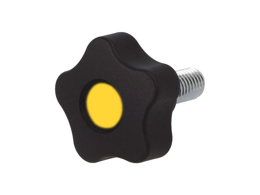 Fingerskrue - M6 x L30mm gevindaksel, Ø32mm greb (Gul)